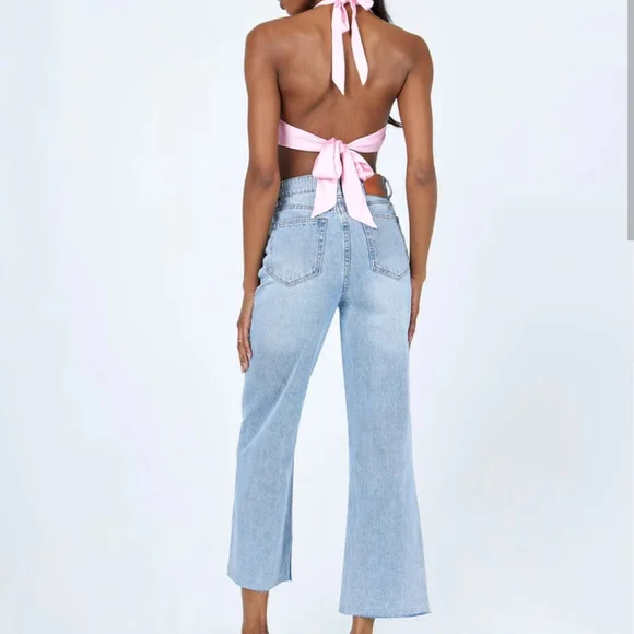 Princess Polly Olbia Wide Leg Distressed Denim Jeans - Picture 2 of 8